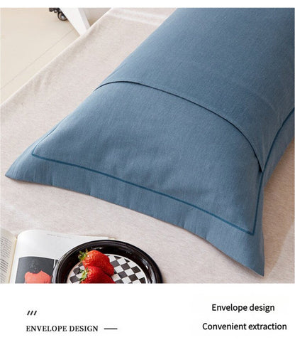 Blue Pure Cotton Flannel Pillowcase Set - Soft, Thickened, Solid Color (Pair, 48x74cm)