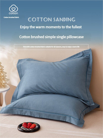 Dark Purple Pure Cotton Flannel Pillowcase Set - Soft, Thickened, Solid Color (Pair, 48x74cm)