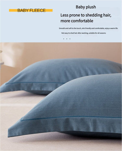 Dark Purple Pure Cotton Flannel Pillowcase Set - Soft, Thickened, Solid Color (Pair, 48x74cm)