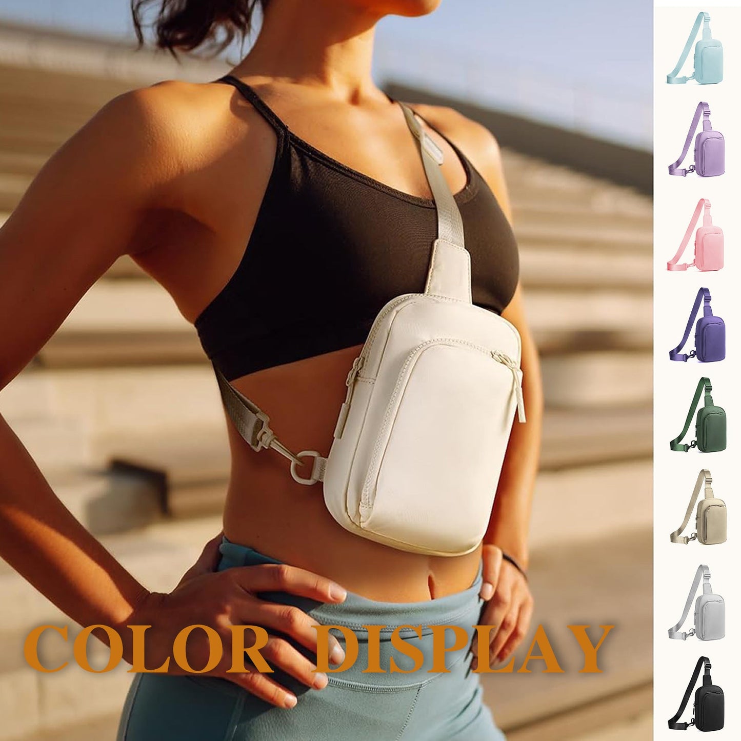 Light Blue Trendy Waterproof Sling Bag - Lightweight Crossbody Chest Pack, Adjustable Strap