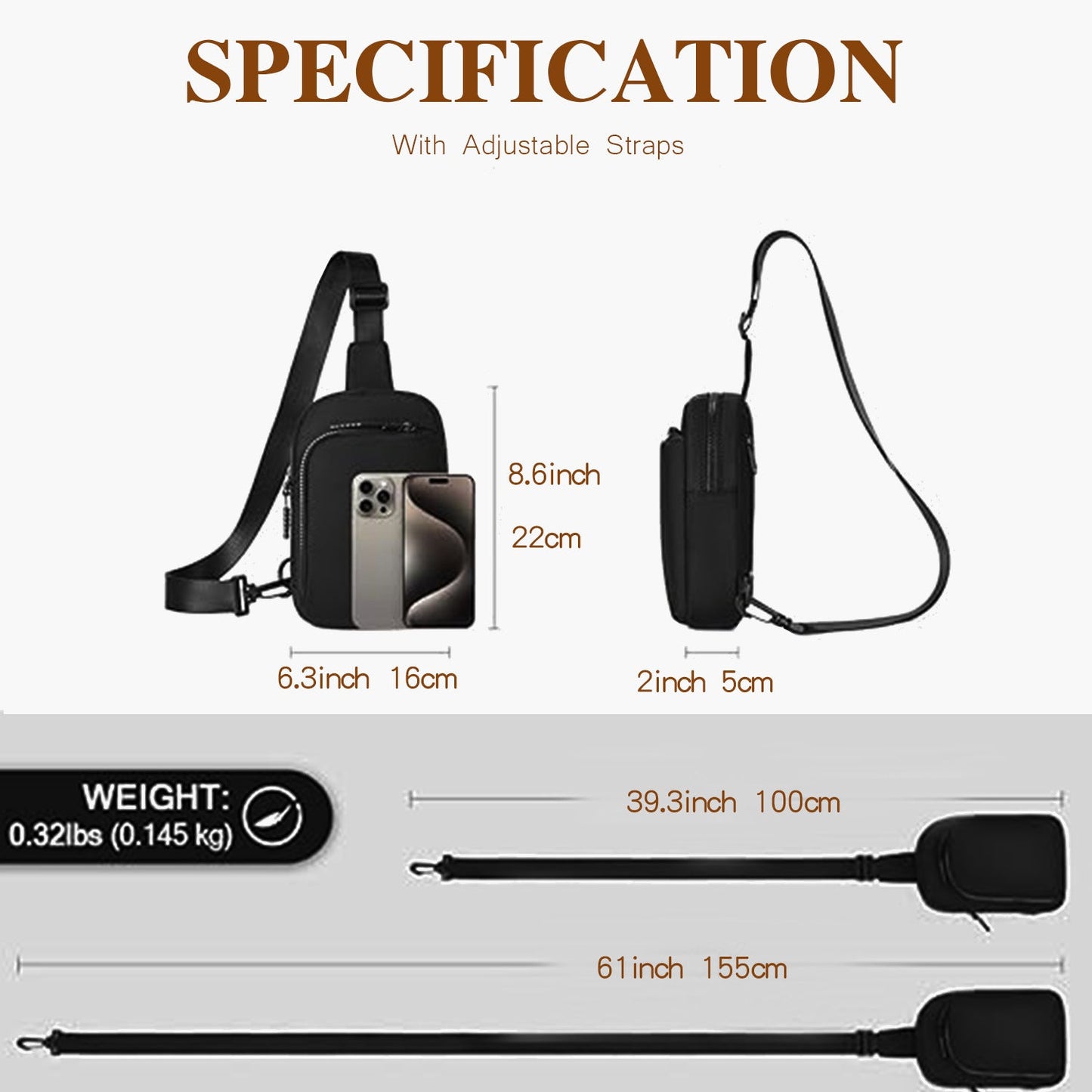 Light Blue Trendy Waterproof Sling Bag - Lightweight Crossbody Chest Pack, Adjustable Strap