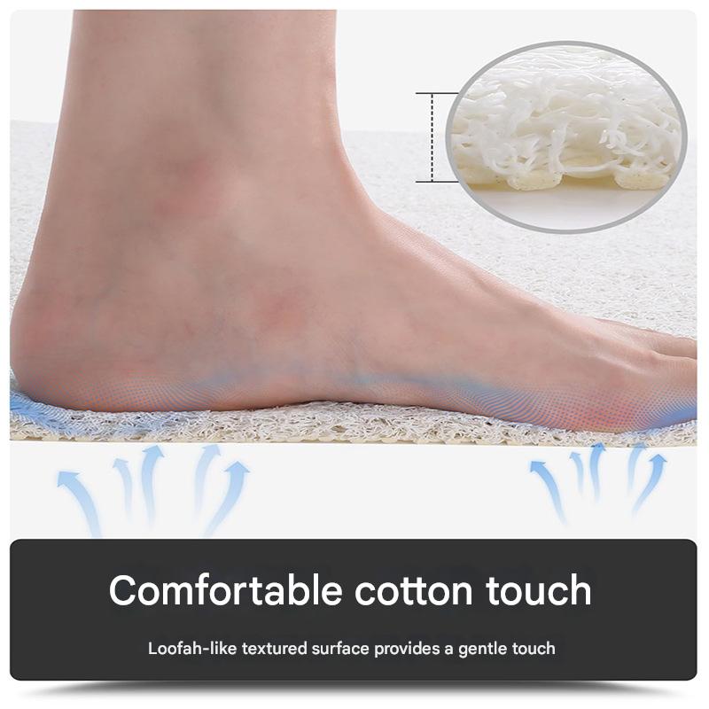 Yellow Leaves Pattern  PVC Non-Slip Bath Mat 45x75cm - Shower Drain Hole Design, Soft & Quick-Dry Bathroom Rug