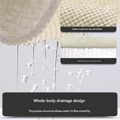 Green Leaves Pattern  PVC Non-Slip Bath Mat 50x80cm - Shower Drain Hole Design, Soft & Quick-Dry Bathroom Rug