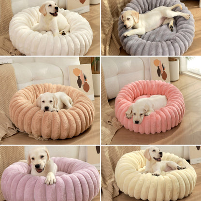 Purple Plush Pet Bed - 40cm Round Dog & Cat Mat, Cozy PP Cotton Filled, Comfortable Pet Supplies