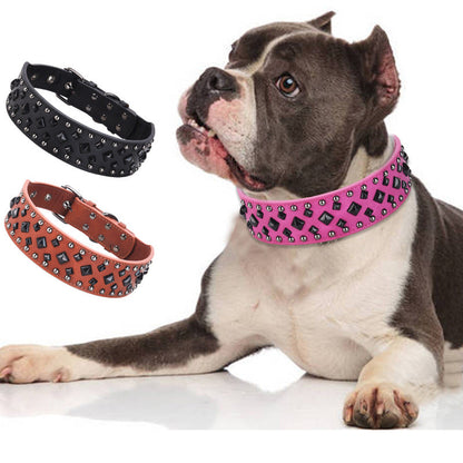 Size S Pink 1 pack Stylish PU Leather Dog Collar with Spikes - Adjustable, Durable & Comfortable for Medium to Large Breeds