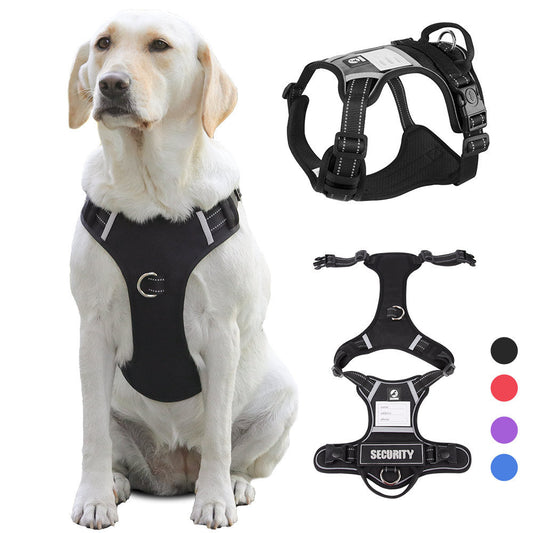 Size L Red Reflective No-Pull Dog Harness - Adjustable & Durable for Large Breeds, Anti-Escape Design