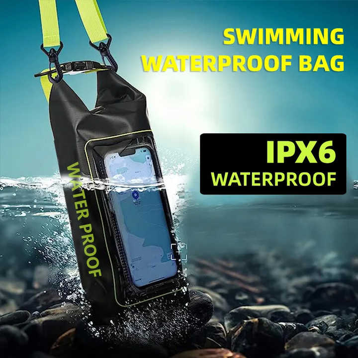 Orange 2L Waterproof Phone Pouch - Multi-Functional PVC Dry Bag for Swimming and Water Activities