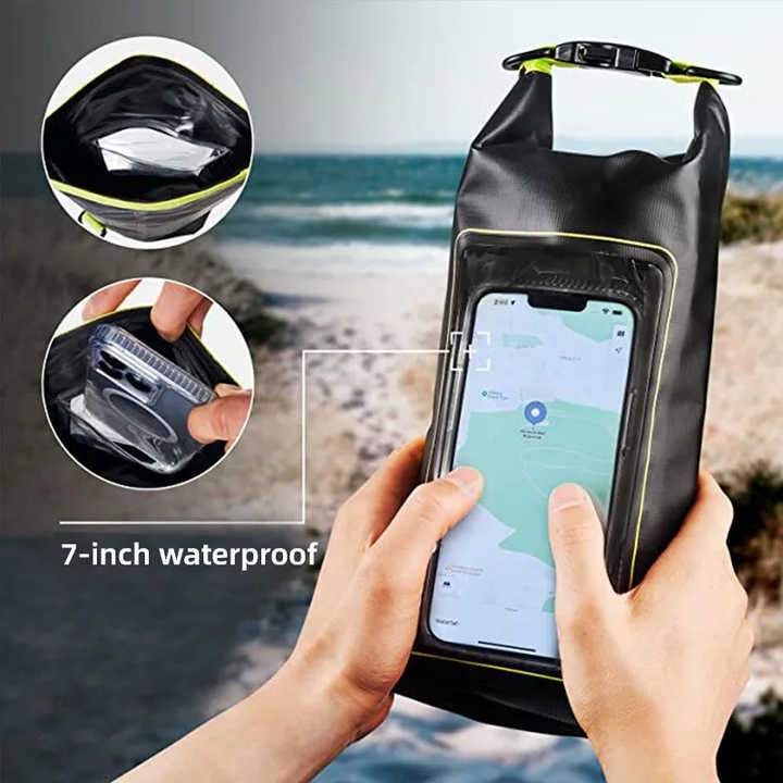 Purple 2L Waterproof Phone Pouch - Multi-Functional PVC Dry Bag for Swimming and Water Activities