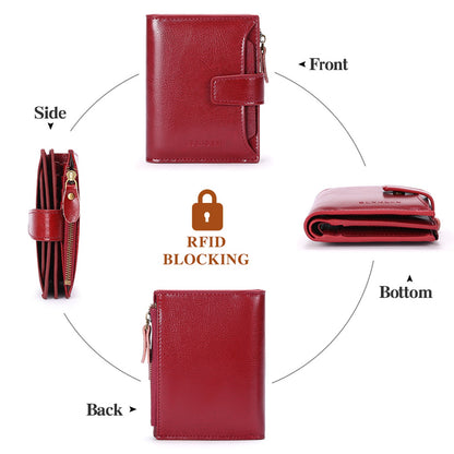 Brown Premium Genuine Leather RFID Blocking Women's Wallet - Lightweight, Multi-Functional, and Stylish