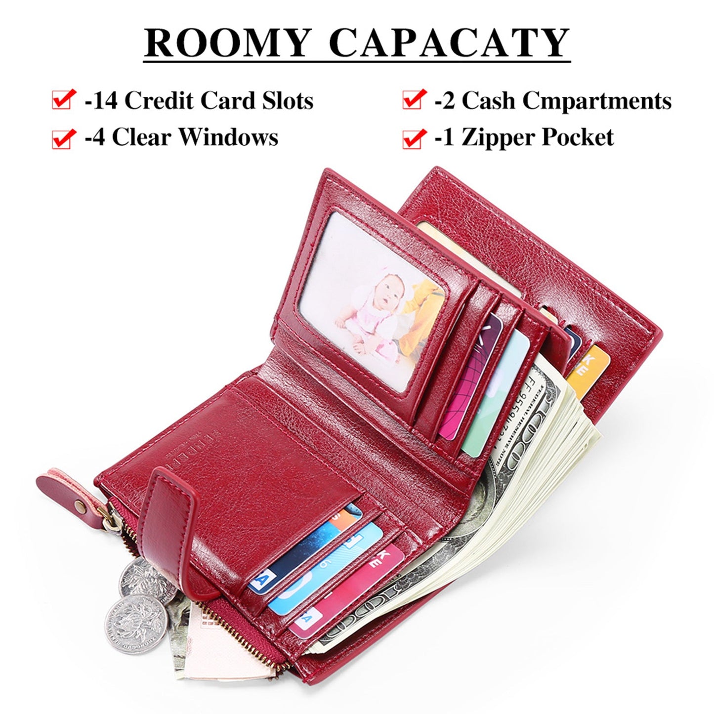 Brown Premium Genuine Leather RFID Blocking Women's Wallet - Lightweight, Multi-Functional, and Stylish