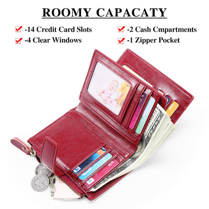 Brown Premium Genuine Leather RFID Blocking Women's Wallet - Lightweight, Multi-Functional, and Stylish