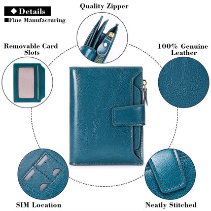 Brown Premium Genuine Leather RFID Blocking Women's Wallet - Lightweight, Multi-Functional, and Stylish