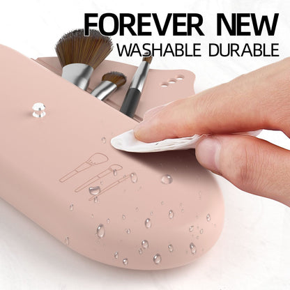 2 Pcs Pink Elegant Silicone Makeup Brush Storage Case - Travel-Friendly, Dustproof, and Multi-Functional