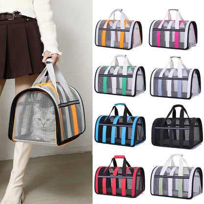 Size S Light Green And White Foldable Pet Carrier Bag - Lightweight, Breathable, and Spacious for All Seasons