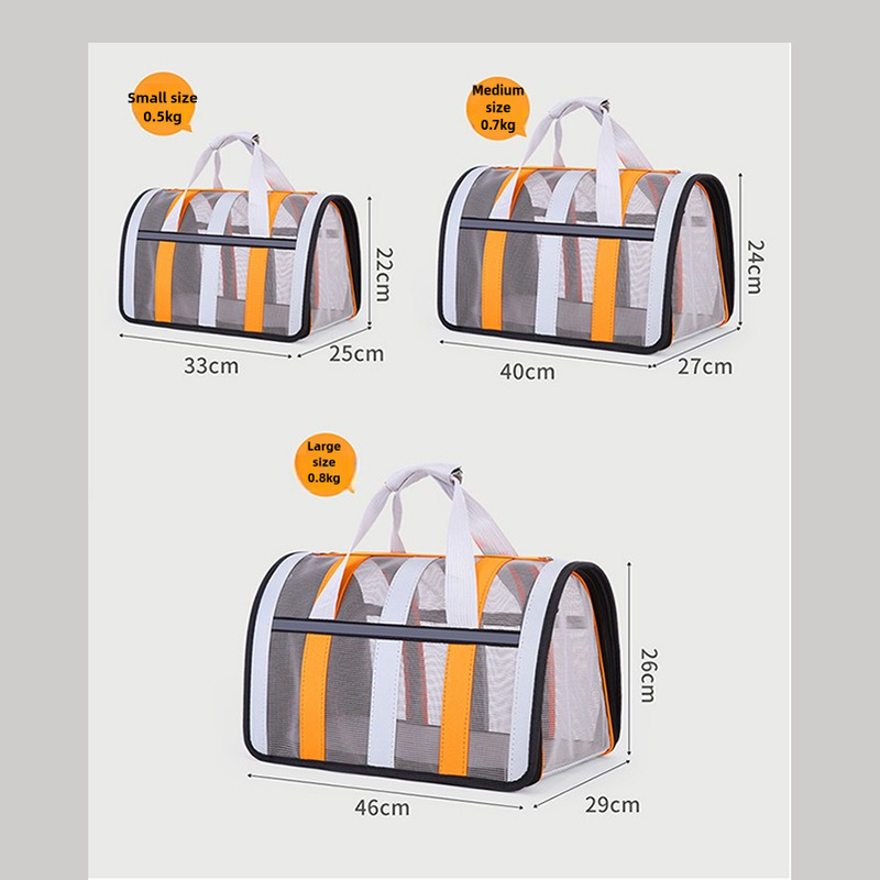 Size S Light Green And White Foldable Pet Carrier Bag - Lightweight, Breathable, and Spacious for All Seasons