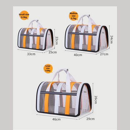 Size S Light Green And White Foldable Pet Carrier Bag - Lightweight, Breathable, and Spacious for All Seasons