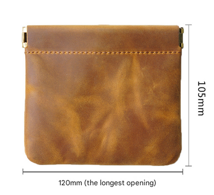 Dark Green Genuine Leather Coin Purse - Vintage Style Snap Closure Mini Pouch