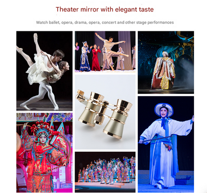 Black Elegant Theatre Binoculars - Portable & Stylish Handheld Opera Glasses (Focal length: 100mm)