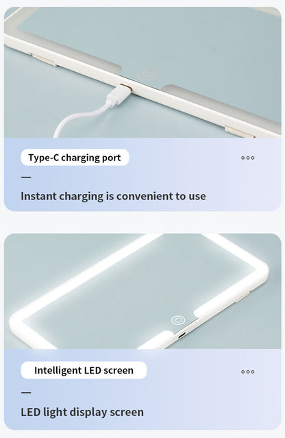White double button Car Sun Visor Makeup Mirror with LED Light - Tri-Color, Touch Control