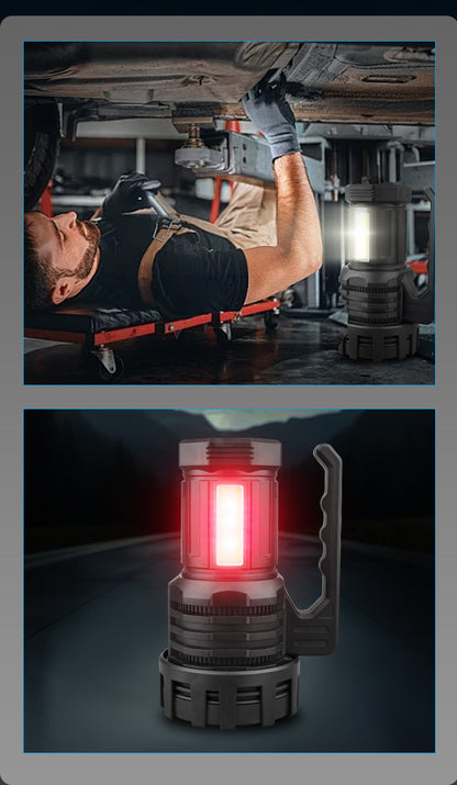 Black LED Searchlight - Rechargeable Handheld Spotlight, 500m Range, Long Lasting