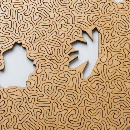 Black and Red Algorithmic Agate Jigsaw Puzzle - 164 Unique Wooden Pieces