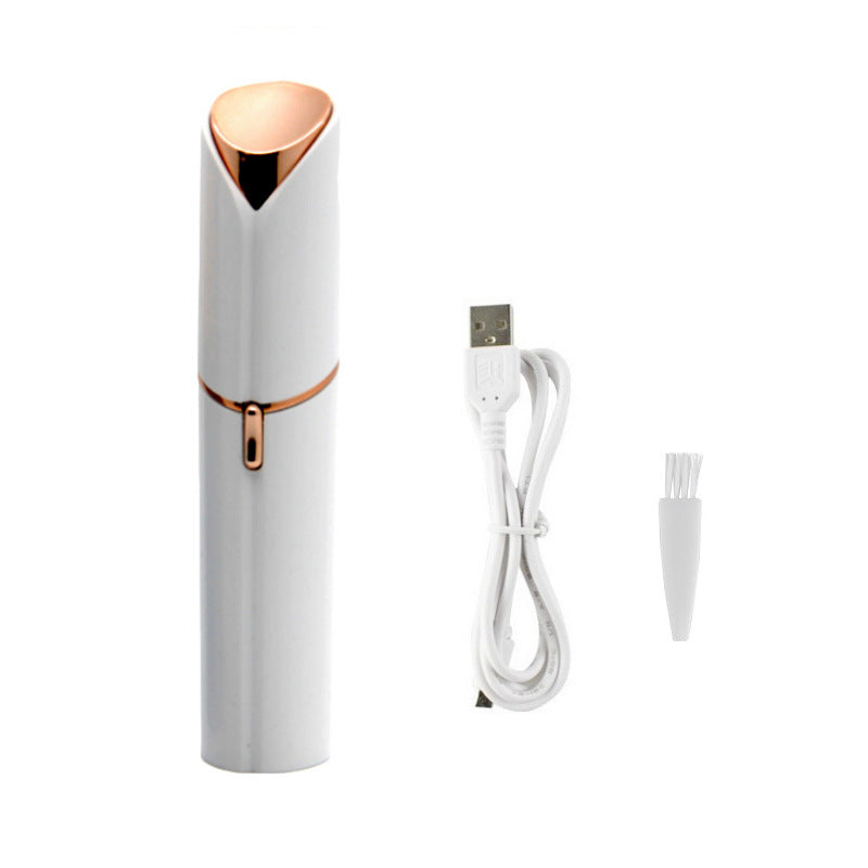 White Mini Lipstick Electric Shaver - USB Rechargeable Facial Hair Remover