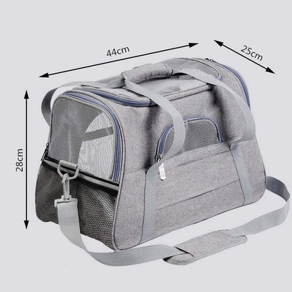 Portable Pet Bag for Small Dogs and Cats - Black Travel Tote with Pet Mat (44x25x28cm)