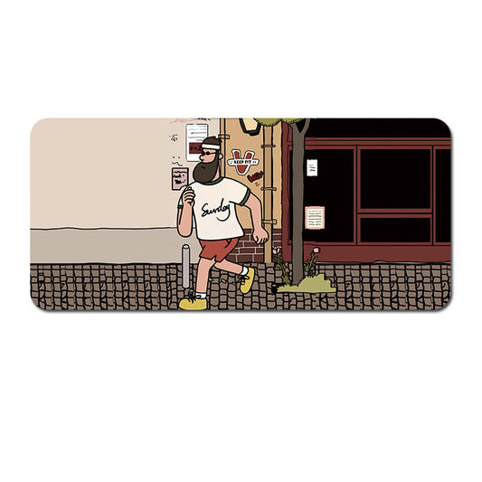 Extended Gaming Mousepad (80x30x0.4cm) - Big Beard Uncle Design, Stitched Edges - Style 5