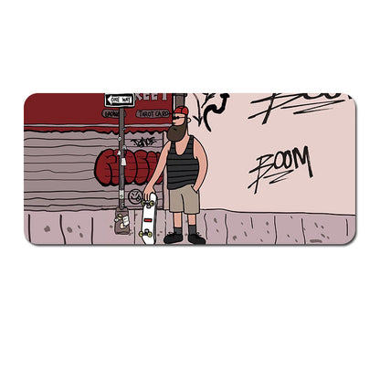 (80x30x0.4cm) Computer Desk Mat - Big Beard Uncle Series, Smooth Gaming Surface - Style 4