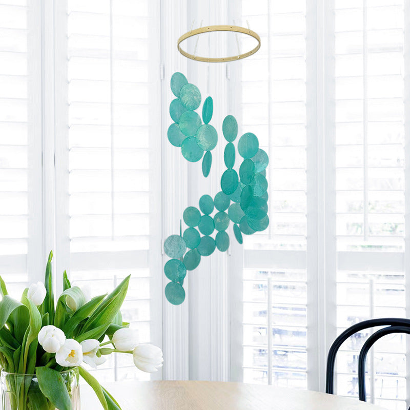 Cyan Bohemian Seashell Wind Chime - Dream Catcher Hanging Decor for Home