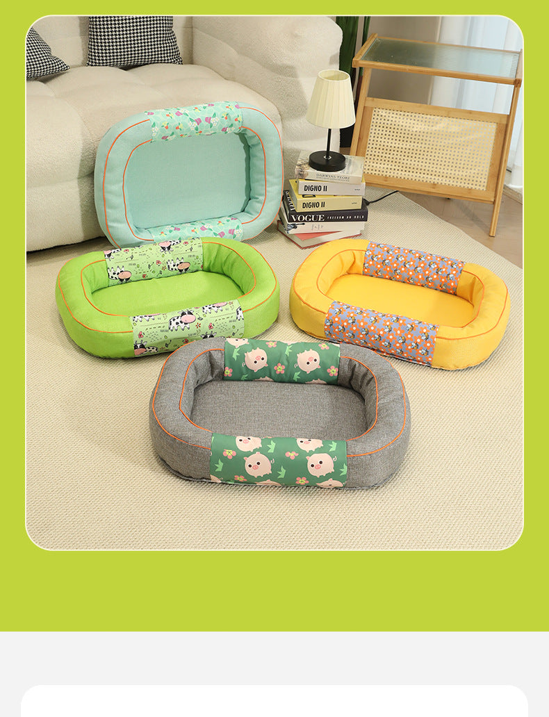 Size M Green Cozy Pet Bed for Small Dogs and Cats - Durable & Chew-Resistant Nest for All Seasons