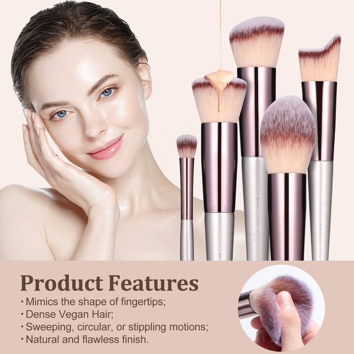 Pink 18-Piece Makeup Brush Set - Professional Synthetic Fiber Brushes with Wooden Handles for Flawless Beauty