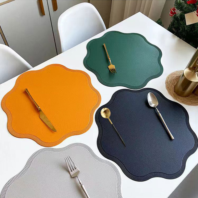 Coffee Nordic Style Faux Leather Placemats Set of 4 - Heat-Resistant Waterproof Table Mats 38x38cm(cutlery not included)
