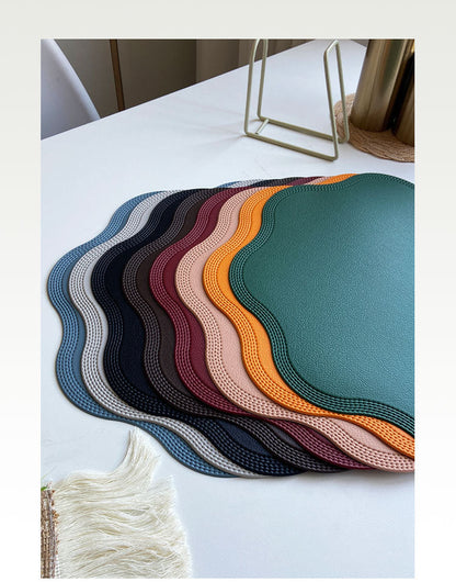 Coffee Nordic Style Faux Leather Placemats Set of 4 - Heat-Resistant Waterproof Table Mats 38x38cm(cutlery not included)