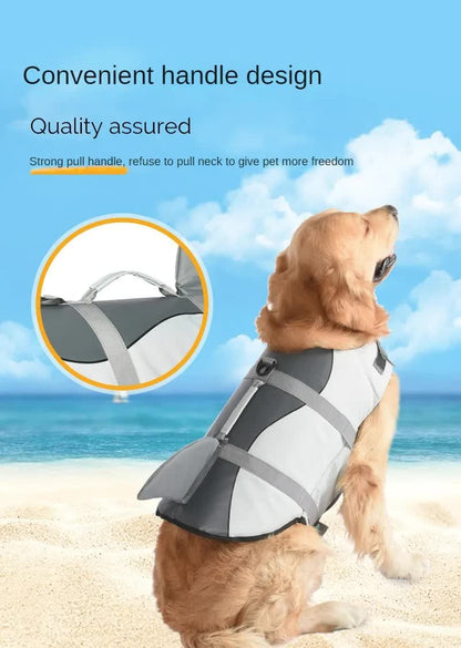 Size XS Pink Scale Pattern Pet Life Jacket for Dogs - Summer Swimming Safety Vest with Shark Fin for Small to Large Breeds