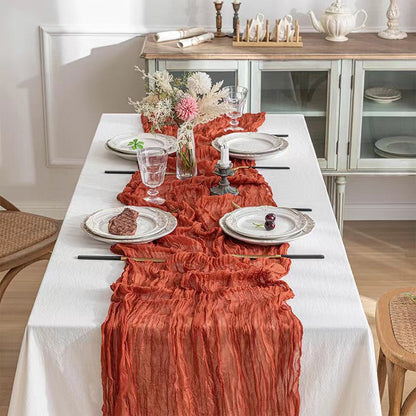 Blue Bohemian Gauze Table Runner 2-Pack - Polyester Fabric for Party and Birthday Table Decor