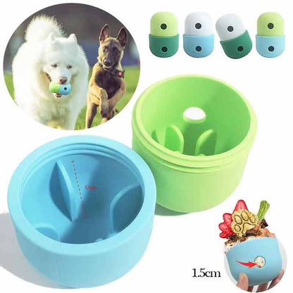 2 Pcs Green And Blue Interactive Pet Treat Dispensing Ball - Food-Grade Silicone Rolling Toy for Dogs with 1.5 cm Leakage Hole