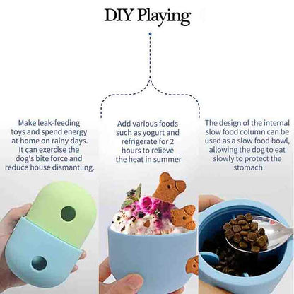 2 Pcs Green And Blue Interactive Pet Treat Dispensing Ball - Food-Grade Silicone Rolling Toy for Dogs with 1.5 cm Leakage Hole