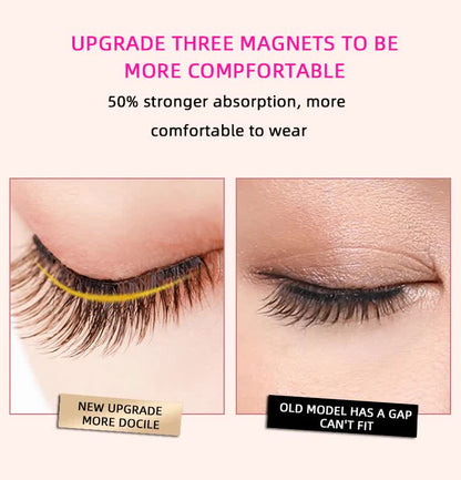 Style 2 Black Magnetic False Eyelashes Kit - 3 Pairs with Applicator Clip and Mirror Case
