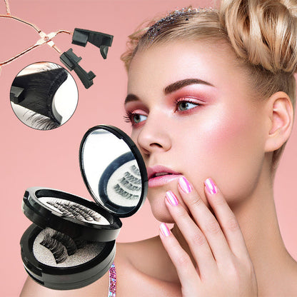Style 5 Black Magnetic False Eyelashes Kit - 3 Pairs with Applicator Clip and Mirror Case