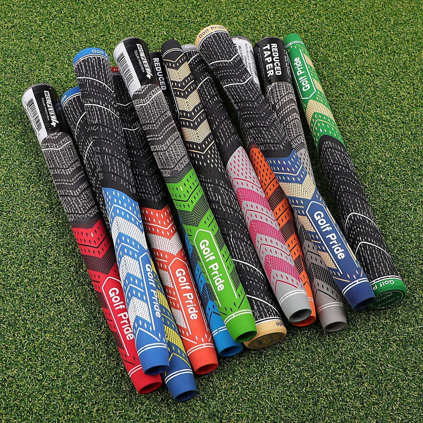 2 Pcs Blue MCC PLUS4 Midsize Golf Grip - Rubber and Cotton Thread Hybrid, 265 mm, 72g, Core 60