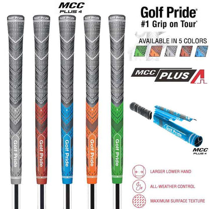 2 Pcs Orange MCC PLUS4 Midsize Golf Grip - Rubber and Cotton Thread Hybrid, 265 mm, 72g, Core 60
