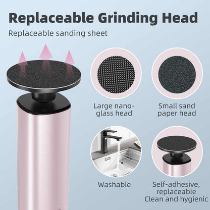 Purple Rechargeable Electric Foot File with 9 Speed Settings - Callus Remover for Smooth Feet