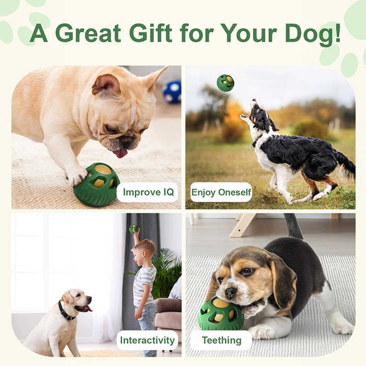 Blue Ball and Black Mold Pet Treat Dispensing Ball and Molding Set - Silicone Dog Chew Toy for Teeth Cleaning and Boredom Relief