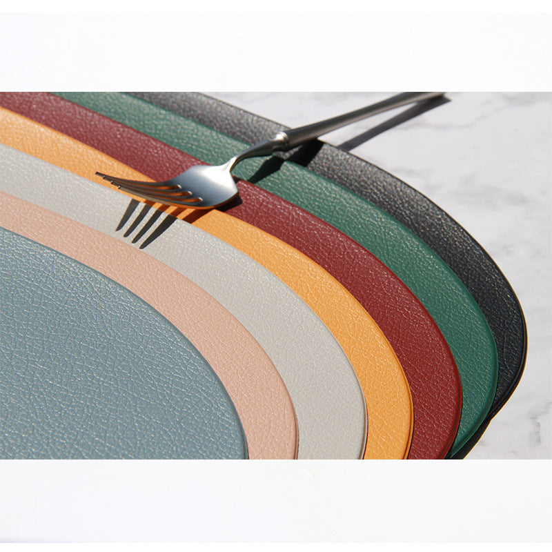4 Pcs Orange Nordic-Style PVC Leather Placemats Set of 4 - Waterproof, Heat-Resistant, and Oil-Proof Triangular Table Mats