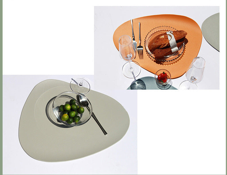 4 Pcs Orange Nordic-Style PVC Leather Placemats Set of 4 - Waterproof, Heat-Resistant, and Oil-Proof Triangular Table Mats