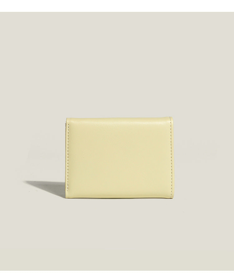 Pink Compact Women's Bow-Accent Wallet - Fresh Minimalist PU Leather Foldable Card Holder with Multiple Slots
