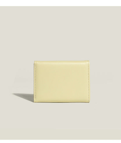 Pink Compact Women's Bow-Accent Wallet - Fresh Minimalist PU Leather Foldable Card Holder with Multiple Slots