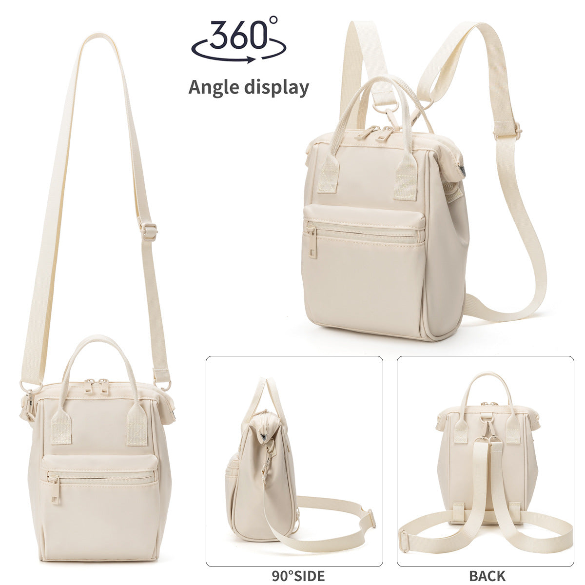 Green Mini Waterproof Oxford Backpack - Lightweight 263g Travel Crossbody Bag with Adjustable Straps