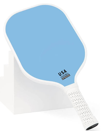 Bright Blue Fiberglass Pickleball Paddle Set - 2 Minimalist Paddles, 4 Balls, and Carry Bag for Outdoor Play